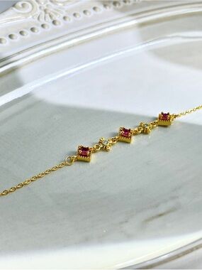 Gold-Plated Ruby Accent Bracelet by